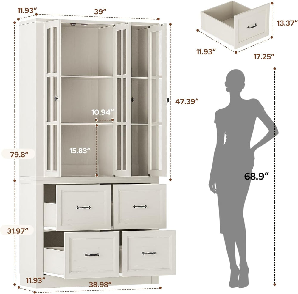 80" Modular Kitchen Pantry Cabinet, 2-in-1 Freestanding Tall Pantry Cabi...