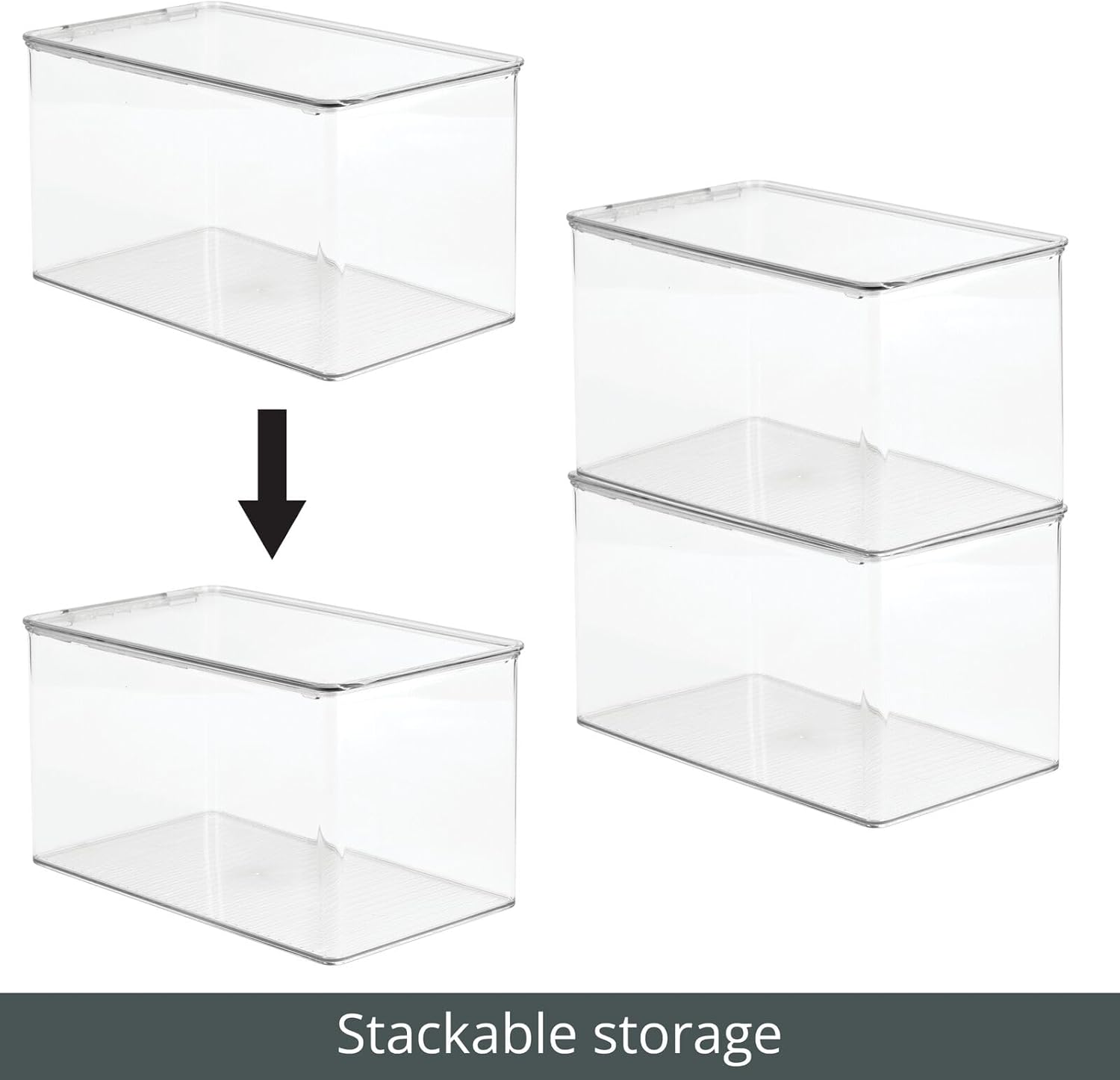 mDesign Plastic Stackable Toy Storage Bin Container Box, Hinge Lid for Organizing Living Room, Play Room, Bedroom, Nursery, Hold Blocks, Puzzles, Books, Lumiere Collection, Clear