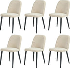 Upholstered Dining Chairs Set of 6 Modern Kitchen Chairs Chenille Fabric Dining Room Chairs High-Back Padded Dining Chairs with Metal Legs for Kitchen Dining Room Restaurant Cafe Hotel, Beige