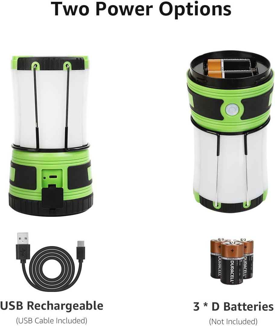 Lepro LED Camping Lantern Rechargeable or Battery Powered, 1000lm Camping Lig...