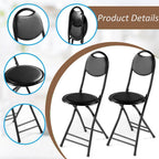 18 Inch Folding Bar Stool with Back, Portable Counter Height Folding Chairs, for Camping, Party, Balcony, Garden (Color : Black, Size : 46cm/18inch)