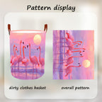 Laundry Baskets 15.7x19.7 Inch Large Pink Flamingo Sunset Beach Design Collapsible Laundry Hamper with Handles Oxford Fabric Clothes Storage Bin Foldable Dirty Clothes Organizer for Bedroom Bathroom
