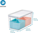 Rosanna Pansino x iDesign Recycled Plastic Kitchen Storage Bins, Includes 1 Large Bin with Lid and 2 Medium Bins, Multicolored Bins/Marshmallow Lid, 6" x 12" x 6"