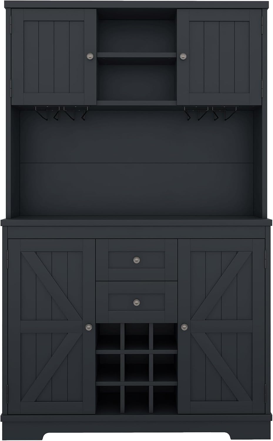 Farmhouse Kitchen Buffet Cabinet with Storage, Dark Blue Food Pantry Organize...