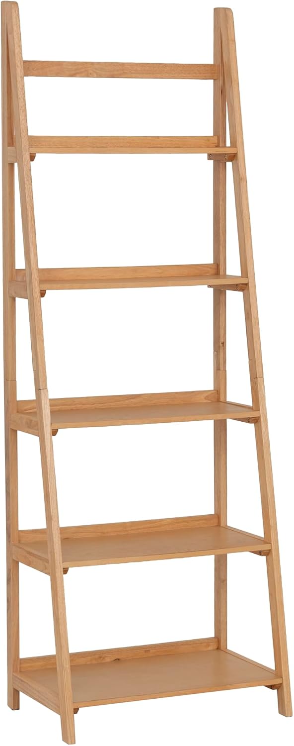 Linon Melissa Natural Wooden Five Shelf Ladder Bookcase