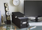 Snap-N-Store CD Storage Box - 2 Pack - Durable 5.1 x 5.1 x 13.2 Inch Disc Holders with Lids to Store up to 52 CDs - Black
