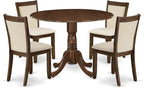 East West Furniture DLMZ5-AWA-32 5 Piece Dining Room Furniture Set Includes a Round Kitchen Table with Dropleaf and 4 Parson Chairs, 42x42 Inch, Antique Walnut