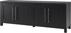 Henn&Hart TV Stand for TVs up to 75" with 2 Concealed Storage Cabinets with an Adjustable Shelf for Living Room, Family Room, or Office, Natural Black