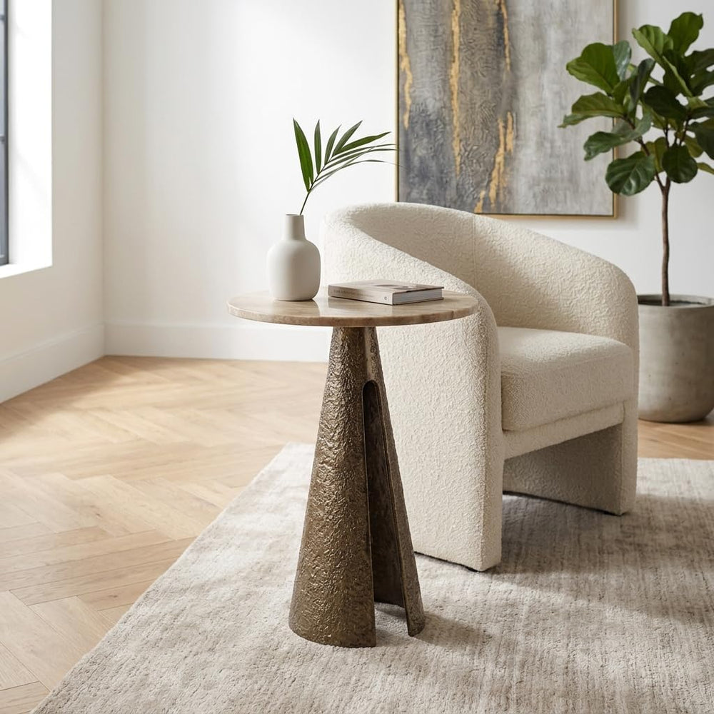 Luxury End Table, Side Table, or Night Stand for Home Decor - Metal Cone Pede...