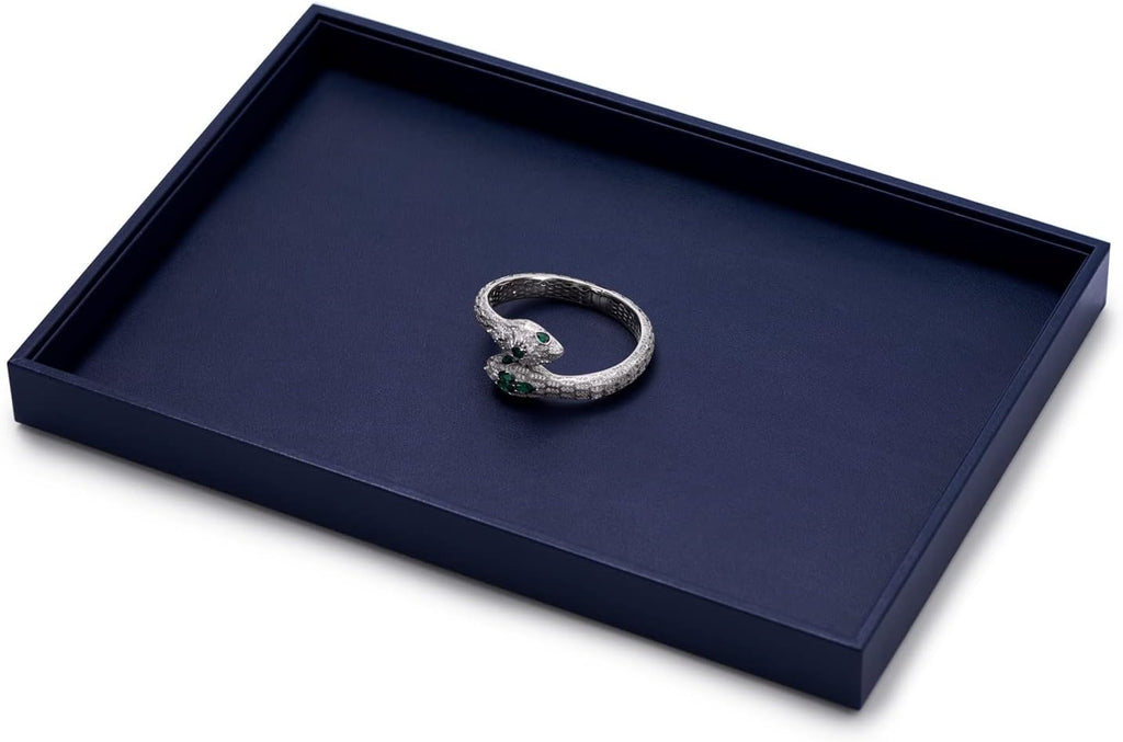Oirlv Elegant Blue Jewelry Display Tray Stackable Jewelry Trays Jewelry Drawer Organizer Rings Earrings Necklace Storage