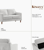 Kingfun Living Room Furniture Sets, 2 Armchair and Loveseat, Mid Century Modern Sofa Set, Chenille Couch with Solid Wood Frame for Living Room & Bedroom, Silver Gray