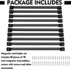 18" Magnetic Tool Holder, 10 Packs Magnetic Storage Strips Magnet Bar PVC Coated for Garage Tool Organizer Mounted Hanging Strip,Heavy Duty of Holder Easy to Install