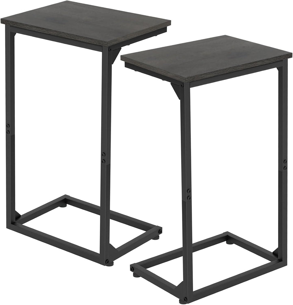 AMHANCIBLE C Shaped End Tables Set of 2, Couch Side Tables that Slide Under S...
