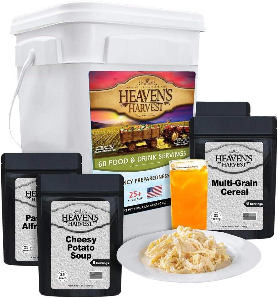 Heaven’s Harvest 25-Year Family Food Kit — Emergency Food Supply. Freeze Drie...