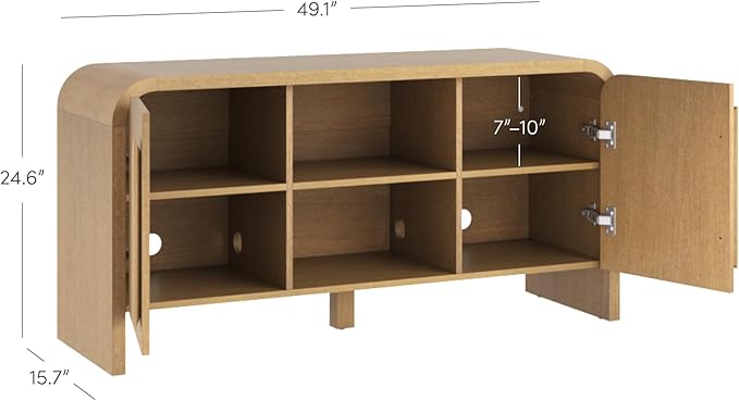 Nathan James Iris Mid Century Modern Minimalist TV Stand with Storage, Media Console Cabinet for TVs Up to 50", Light Brown