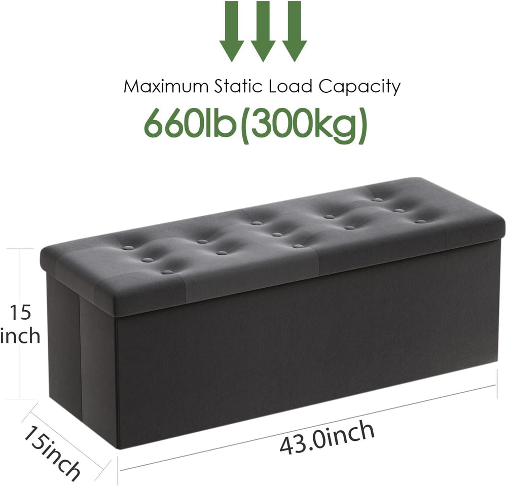 PRANDOM Jumbo Ottoman with Storage [1-Pack] Velvet Folding Small Square Foot ...