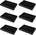 Quelay 6 Pcs Velvet Stackable Jewelry Tray Showcase Display, Jewelry Organizer Tray Bracelet Ring Earring Necklace Organizer Empty Plate for Drawers Countertop (Black)