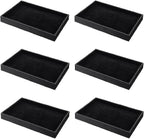 Quelay 6 Pcs Velvet Stackable Jewelry Tray Showcase Display, Jewelry Organizer Tray Bracelet Ring Earring Necklace Organizer Empty Plate for Drawers Countertop (Black)