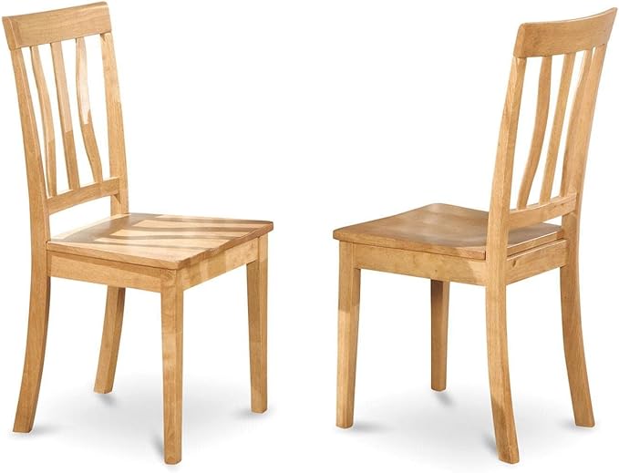 East West Furniture MZAN3-OAK-W 3 Piece Dining Table Set for Small Spaces Contains a Rectangle Dining Room Table with Dropleaf and 2 Wood Seat Chairs, 36x54 Inch, Oak