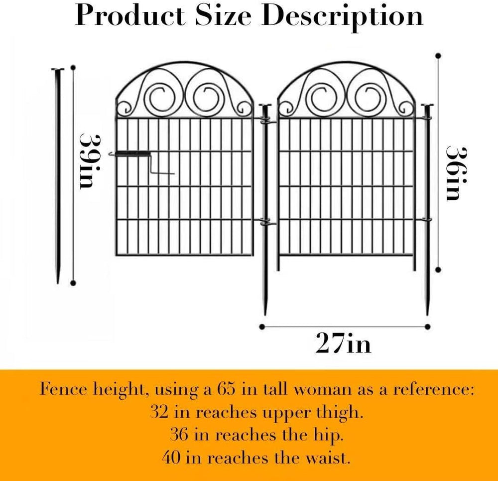 Getlay Tall Garden Animal Barrier Fence with Gate, 36 in(H)×17.5 Ft(L) 8 Pane...