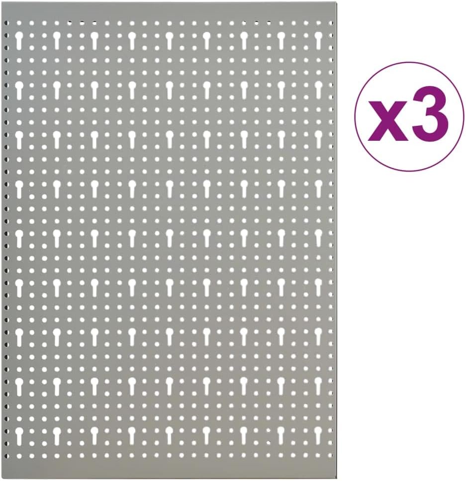 Wall-Mounted Peg Boards 3 pcs 15.7"x22.8" Steel 145349