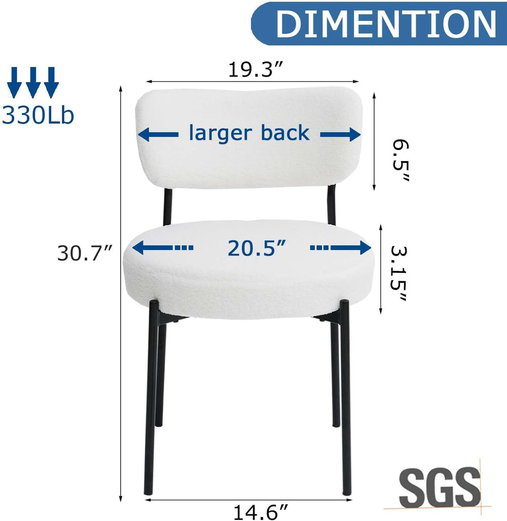 White Dining Chairs Set of 4, Modern Mid Century Kitchen Chairs with Upholste...