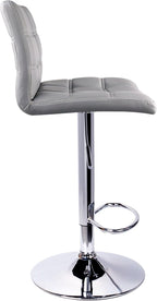 Leopard Modern Square Back PU Leather Adjustable Bar Stools with Back, Set of 2, Counter Height Swivel Stool (Light Grey)