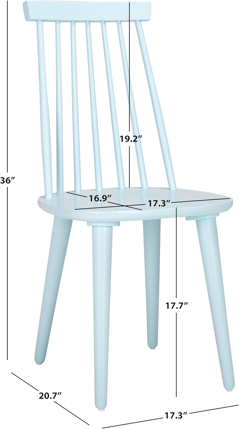 SAFAVIEH Furniture - Burris Side Chair Set of 2 - Pale Blue - Solid Wood - Mo...