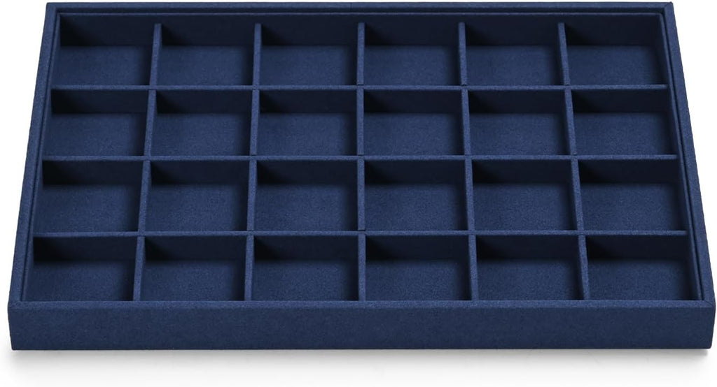 24 Grids Jewelry Tray Earring Organizer Tray Microfiber Jewelry Display Tray Ring Earrings Holder Trays Jewelry Drawer Organizer for Ring Earrings Holder Storage Display Tray