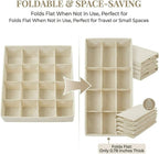 Lourome Underwear Drawer Organizer, 5-Pack, for Socks, Bras, Off-White | Fits Standard 13"+ Dressers, 55 Compartments, Storage Bins for Bedroom, Closet & Bathroom