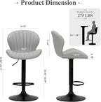 COLAMY Bar Stools Set of 2, Modern Swivel Bar Chairs, Adjustable Faux Leather Upholstered Barstools Counter Height with High Backrest for Bar, Kitchen Island, Dining Room, Grey