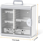 Glosen Medicine Cabinet Locking Medicine Cabinet Wall Mounted【 Silver 13.6 x 13.4 x 6.5 Inch 】 Portable Storage Container Big Capacity