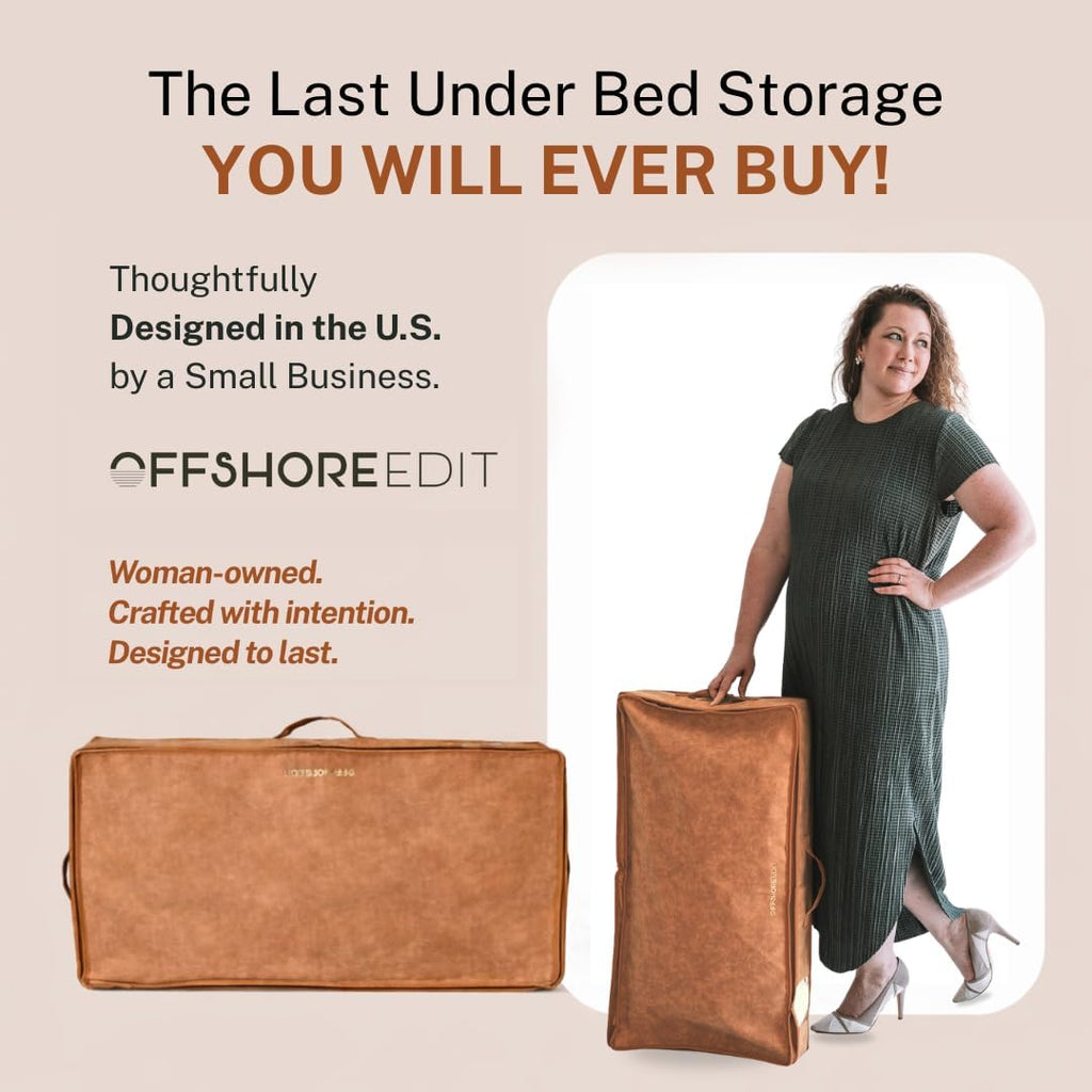 Premium Vegan Leather Under Bed Storage with Wheels | Low Profile Rolling Storage Box with Metal Frame | Pull-Out Underbed Organizer for Clothes, Shoes & Books | Space-Saving Storage Solution