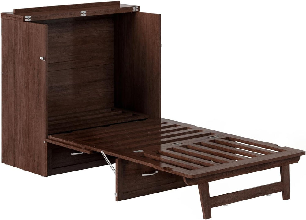 AFI, Northfield Murphy Bed Chest Twin XL with 6" Mattress, Burnt Amber