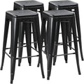 Yaheetech 30 Inch Metal Bar Stools Set of 4, Bar Height Backless Bartools, Industrial Stackable Bar Chairs with Footrest for Kitchen/Dining Room/Bistro/Patio, Black