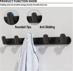 Coat Rack Wall Mount Black, 5 Hooks Rack Metal Coat Hanger Wall for Hanging Hat Purse and Robes, Towel Hook for Bathrooms and Entryway (1 Pack)