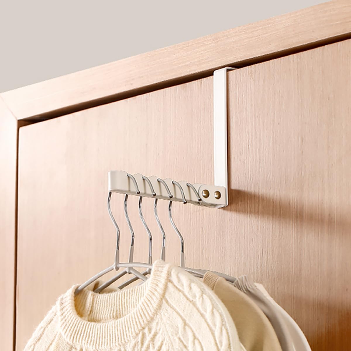 Over the Door Hanger Portable Coat Rack Heavy Duty Folding Hanging Clothes Rack for Space Saving Coat Towels for Bedroom Bathroom (White)