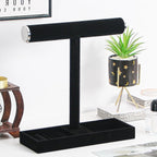 Multi-Use Jewelry Holder Stand, Necklace Bracelet Ring Organizer Stand, Scrunchie Watches Velvet Jewelry Holder Stand With Tray for Women Girls Home Use(Black with Lid)