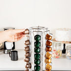 Restaurantware Restpresso 5.1 x 16.3 Inch Coffee Capsule Holder 1 Durable Pod Carousel - Holds 60 Nespresso Capsules 360-Degree Rotatable Iron Espresso Pod Organizer Pods Not Included