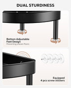 Nieifi Corner Shower Caddy Stand-5 Tier Rustproof Anodized Aluminum Standing Shower Organizer-Shower Caddy Corner-Dual Stability to Anti-Shaking-Height-Adjustable Legs for Uneven Surfaces-Black