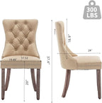 Leather Dining Chairs Set of 4, Upholstered Dining Room Chairs with Nailhead Trim, Sillas de Comedor Modernas 4, Wooden Kitchen Chairs for Dining Room, Living Room, Kitchen, Bedroom, Beige