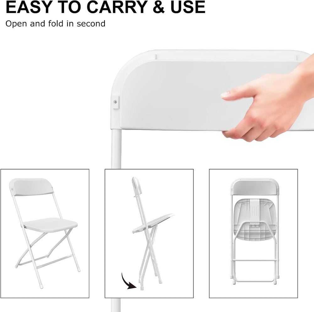 10 Pack White Folding Chairs for Office Wedding School, 350LBS