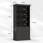 Vyre 71" Tall Farmhouse Kitchen Pantry, Set of 3 Large Storage Cabinets with 3 Drawers, Adjustable Shelves, Wood Versatile Hutch Cabinet for Living Room, Dining Room, Black