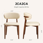 Kitchen Dining Chairs Set of 6 Modern Upholstered Leather Farmhouse Dining Room Chair with Metal Legs, Walnut/Beige