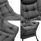 HollyHOME Large Fabric Lazy Chair for Living Room Cozy Accent Reading Chair with Armrests Comfy Lounge Sofa Chair for Bedroom, Dorm & Small Spaces | Dark Grey