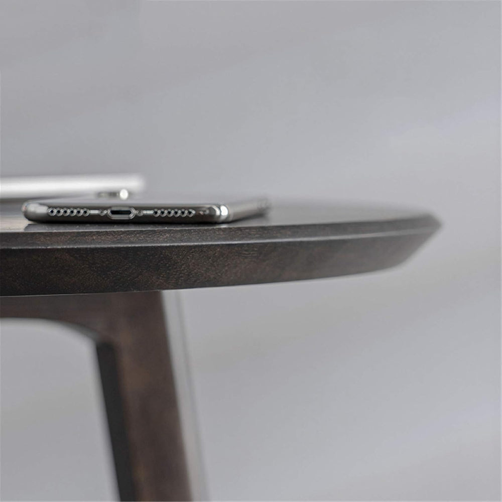 Round Snack Table, 2-Layer Telephone Table with Partition, Nightstand for Lib...