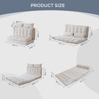 MAXYOYO Folding Sofa Bed, Convertible Chair Couch, Tufted Bean Bag Sofa | Extra Thick with Washable Cover, Chaise Lounge, Floor Bean Bag Couch Bed for Bedroom Living Room, Beige, 54"x91"