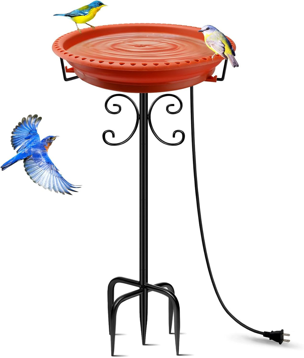 Daoeny 100W Heated Bird Baths for Outdoors, Heated Birdbath, Terracotta