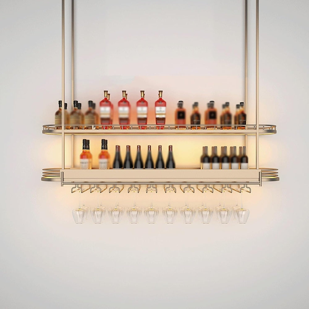 Modern Gold Hanging Wine Glass Holder，Ceiling Bar Wine Glass Shelf，Ceiling Mo...