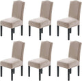 H.VERSAILTEX Velvet Dining Chair Covers Stretch Chair Covers for Dining Room Set of 6 Parson Chair Slipcovers Chair Protectors Covers Dining, Soft Thick Solid Velvet Fabric Washable, Oatmeal